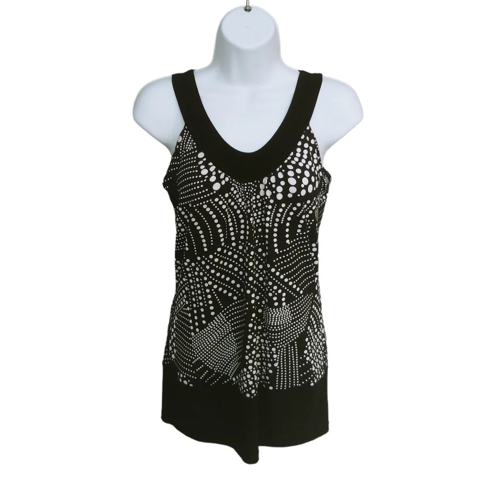 Black White Polka Dot Sleeveless Halter Top Small